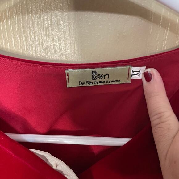 BON Red Velvet jacket/cardigan Ladies Short Victorian Flare - Picture 6 of 7